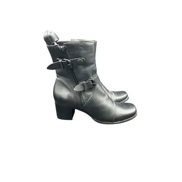 🔥 Harley-Davidson 7.5M Black Leather Harness Moto Biker Boots Chunky Heel Y2K - Picture 8 of 8